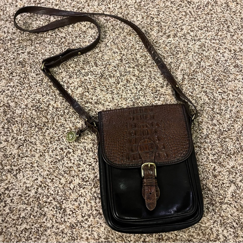 Brahmins Leather Croc Crossbody Bag